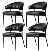 Artiss Dining Chairs Set of 4 Leather Hollow Armchair Black DINING-B-C01-PU-BKX4