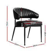 Artiss Dining Chairs Set of 4 Leather Hollow Armchair Black DINING-B-C01-PU-BKX4
