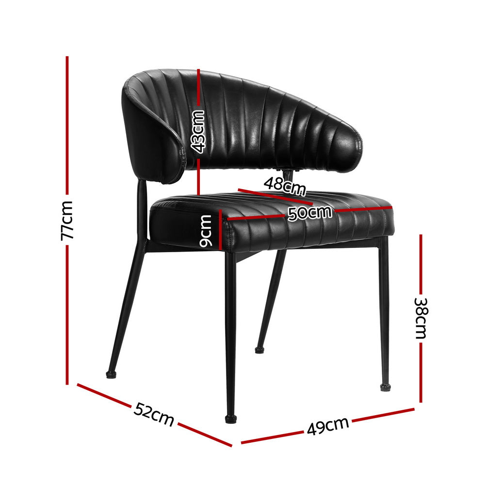 Artiss Dining Chairs Set of 4 Leather Hollow Armchair Black DINING-B-C01-PU-BKX4