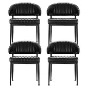 Artiss Dining Chairs Set of 4 Leather Hollow Armchair Black DINING-B-C01-PU-BKX4