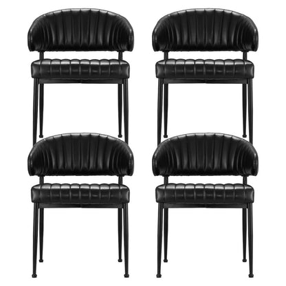 Artiss Dining Chairs Set of 4 Leather Hollow Armchair Black DINING-B-C01-PU-BKX4