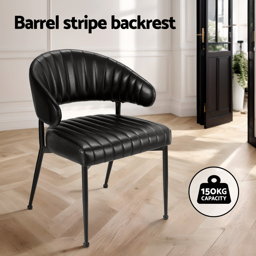 Artiss Dining Chairs Set of 4 Leather Hollow Armchair Black DINING-B-C01-PU-BKX4