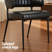 Artiss Dining Chairs Set of 4 Leather Hollow Armchair Black DINING-B-C01-PU-BKX4