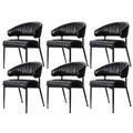 Artiss Dining Chairs Set of 6 Leather Hollow Armchair Black DINING-B-C01-PU-BKX6
