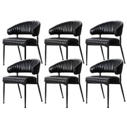 Artiss Dining Chairs Set of 6 Leather Hollow Armchair Black DINING-B-C01-PU-BKX6