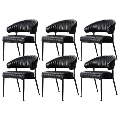 Artiss Dining Chairs Set of 6 Leather Hollow Armchair Black DINING-B-C01-PU-BKX6