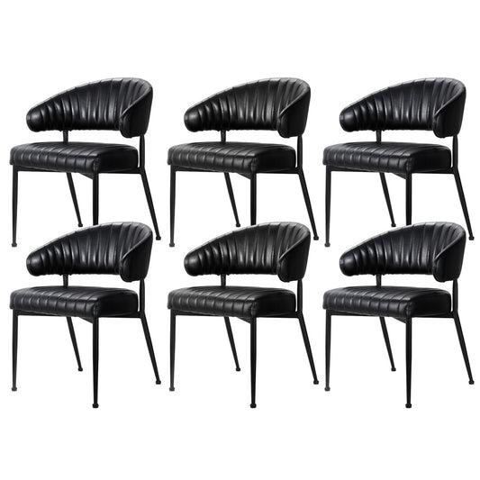 Artiss Dining Chairs Set of 6 Leather Hollow Armchair Black DINING-B-C01-PU-BKX6