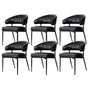 Artiss Dining Chairs Set of 6 Leather Hollow Armchair Black DINING-B-C01-PU-BKX6