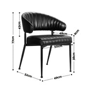 Artiss Dining Chairs Set of 6 Leather Hollow Armchair Black DINING-B-C01-PU-BKX6