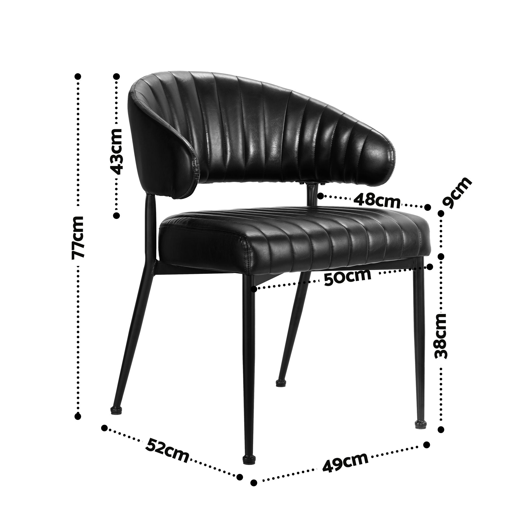 Artiss Dining Chairs Set of 6 Leather Hollow Armchair Black DINING-B-C01-PU-BKX6