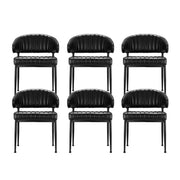 Artiss Dining Chairs Set of 6 Leather Hollow Armchair Black DINING-B-C01-PU-BKX6