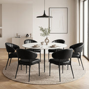 Artiss Dining Chairs Set of 6 Leather Hollow Armchair Black DINING-B-C01-PU-BKX6