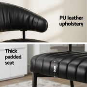 Artiss Dining Chairs Set of 6 Leather Hollow Armchair Black DINING-B-C01-PU-BKX6