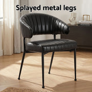 Artiss Dining Chairs Set of 6 Leather Hollow Armchair Black DINING-B-C01-PU-BKX6