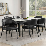 Artiss Dining Chairs Set of 6 Leather Hollow Armchair Black DINING-B-C01-PU-BKX6