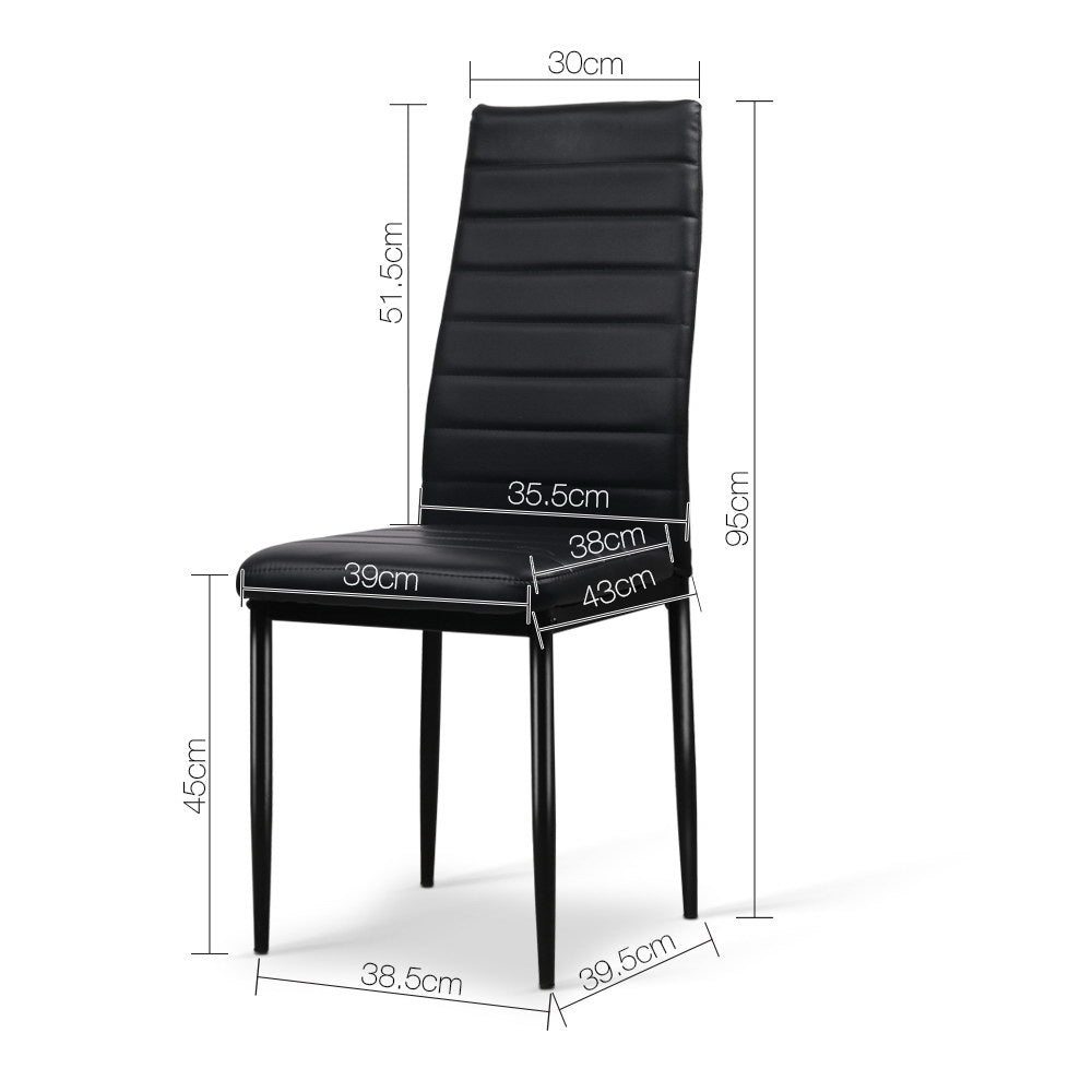 Artiss Dining Chairs Set of 4 Leather Channel Tufted Black DINING-B-C02-BK