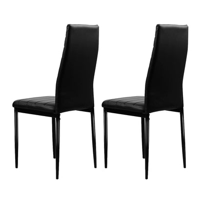 Artiss Dining Chairs Set of 4 Leather Channel Tufted Black DINING-B-C02-BK