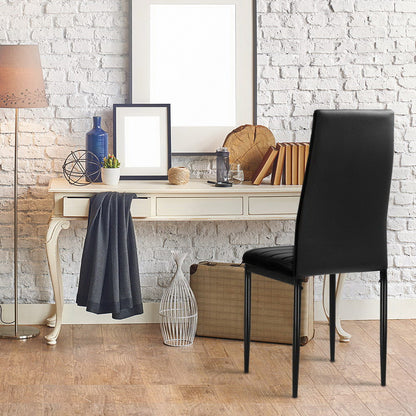 Artiss Dining Chairs Set of 4 Leather Channel Tufted Black DINING-B-C02-BK