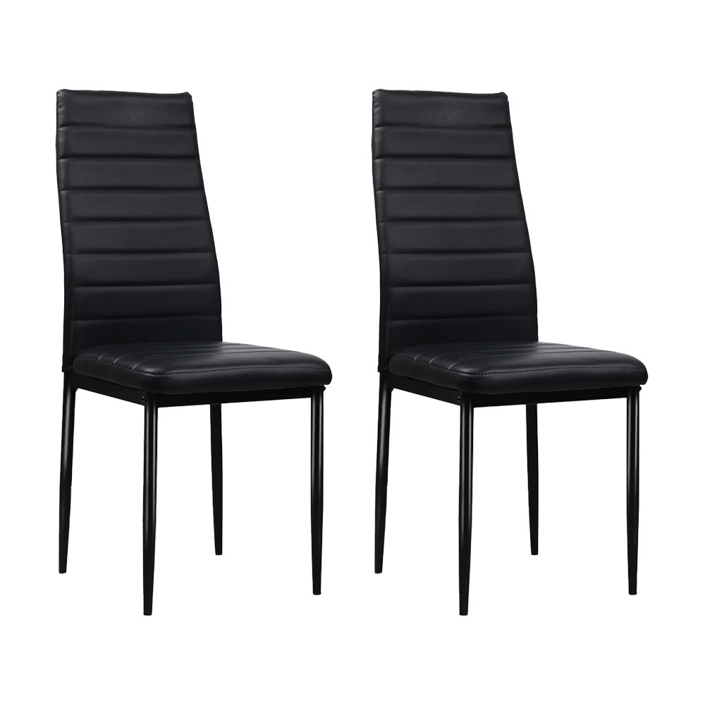 Artiss Dining Chairs Set of 4 Leather Channel Tufted Black DINING-B-C02-BK