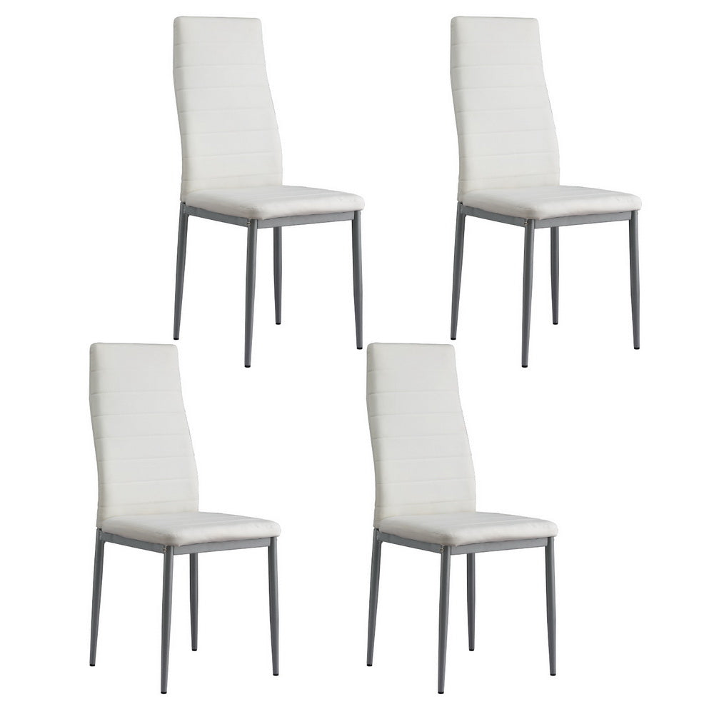 Artiss Dining Chairs Set of 4 Leather Channel Tufted White DINING-B-C02-WG