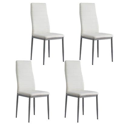 Artiss Dining Chairs Set of 4 Leather Channel Tufted White DINING-B-C02-WG