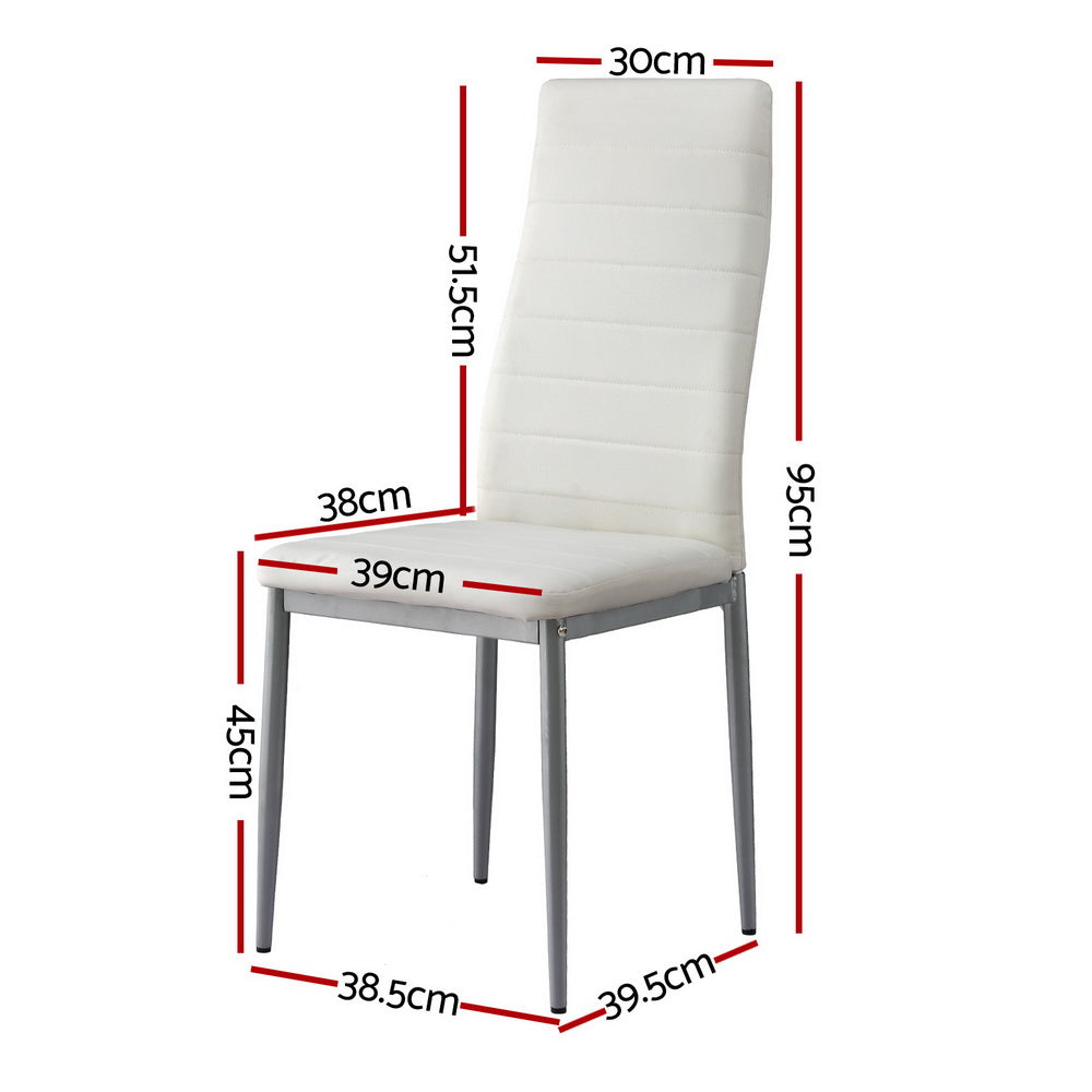 Artiss Dining Chairs Set of 4 Leather Channel Tufted White DINING-B-C02-WG