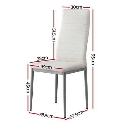 Artiss Dining Chairs Set of 4 Leather Channel Tufted White DINING-B-C02-WG