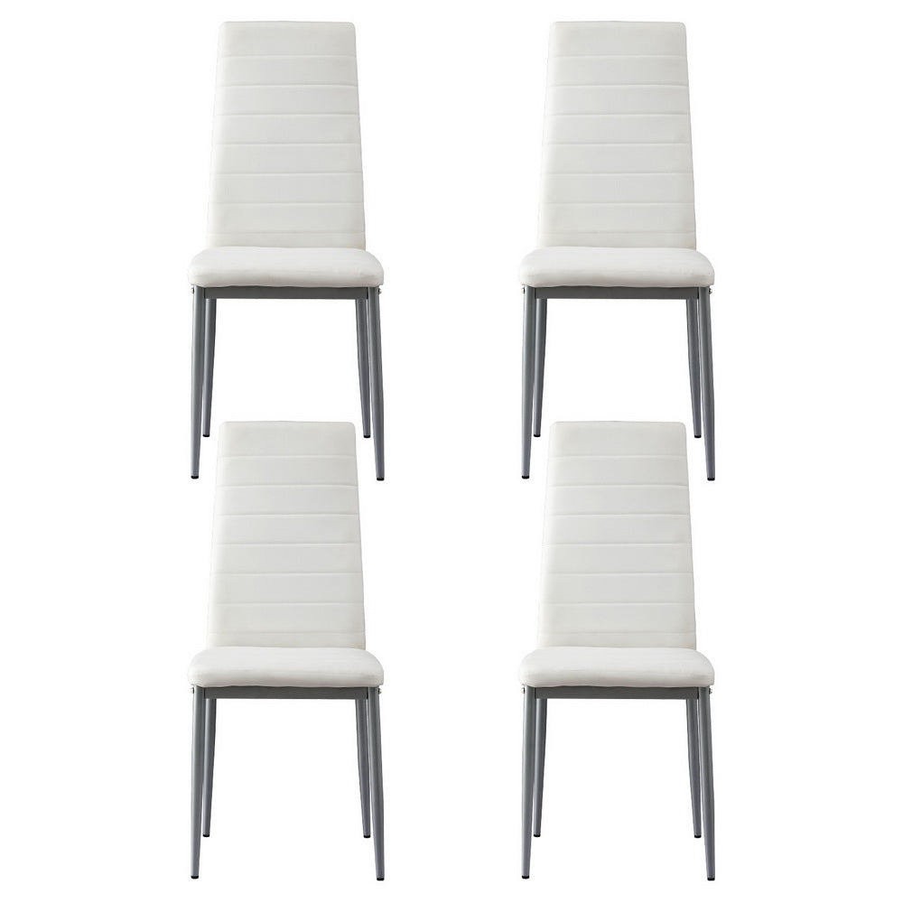 Artiss Dining Chairs Set of 4 Leather Channel Tufted White DINING-B-C02-WG