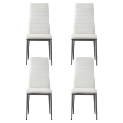 Artiss Dining Chairs Set of 4 Leather Channel Tufted White DINING-B-C02-WG