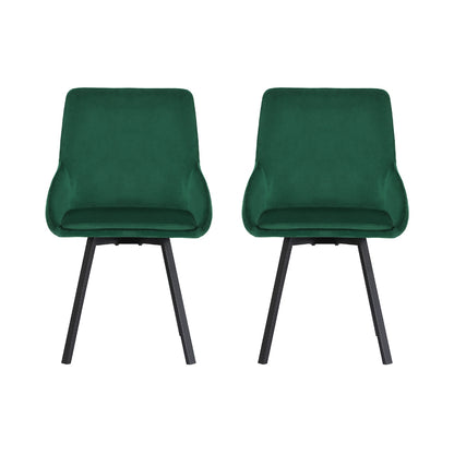 Artiss Dining Chairs Set of 2 Velvet Swivel Base Green DINING-B-C03-VEL-GNX2