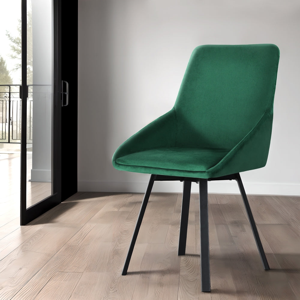 Artiss Dining Chairs Set of 2 Velvet Swivel Base Green DINING-B-C03-VEL-GNX2
