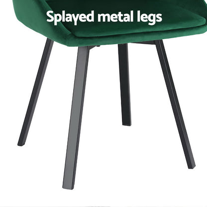 Artiss Dining Chairs Set of 4 Velvet Swivel Base Green DINING-B-C03-VEL-GNX4
