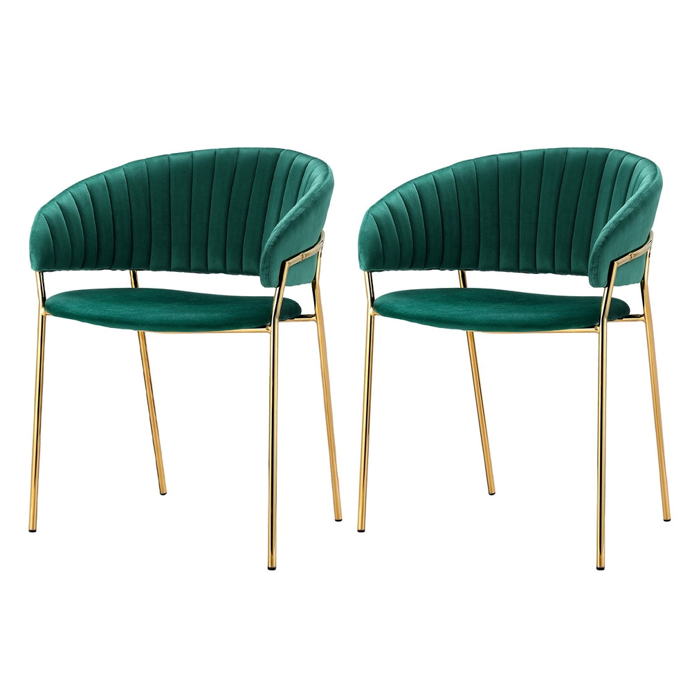 Artiss Dining Chairs Set of 2 Velvet Hollow Armchair Green DINING-B-C04-VEL-GNX2