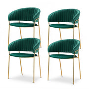 Artiss Dining Chairs Set of 4 Velvet Hollow Armchair Green DINING-B-C04-VEL-GNX4