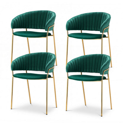 Artiss Dining Chairs Set of 4 Velvet Hollow Armchair Green DINING-B-C04-VEL-GNX4