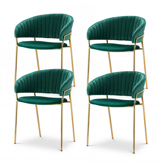 Artiss Dining Chairs Set of 4 Velvet Hollow Armchair Green DINING-B-C04-VEL-GNX4
