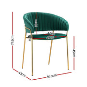 Artiss Dining Chairs Set of 4 Velvet Hollow Armchair Green DINING-B-C04-VEL-GNX4