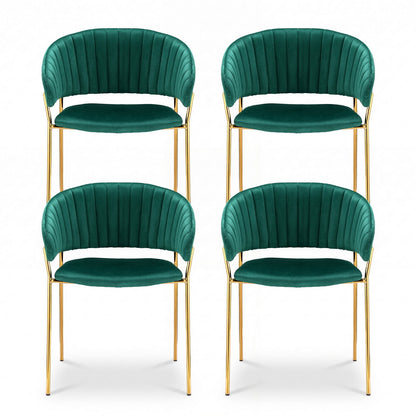 Artiss Dining Chairs Set of 4 Velvet Hollow Armchair Green DINING-B-C04-VEL-GNX4