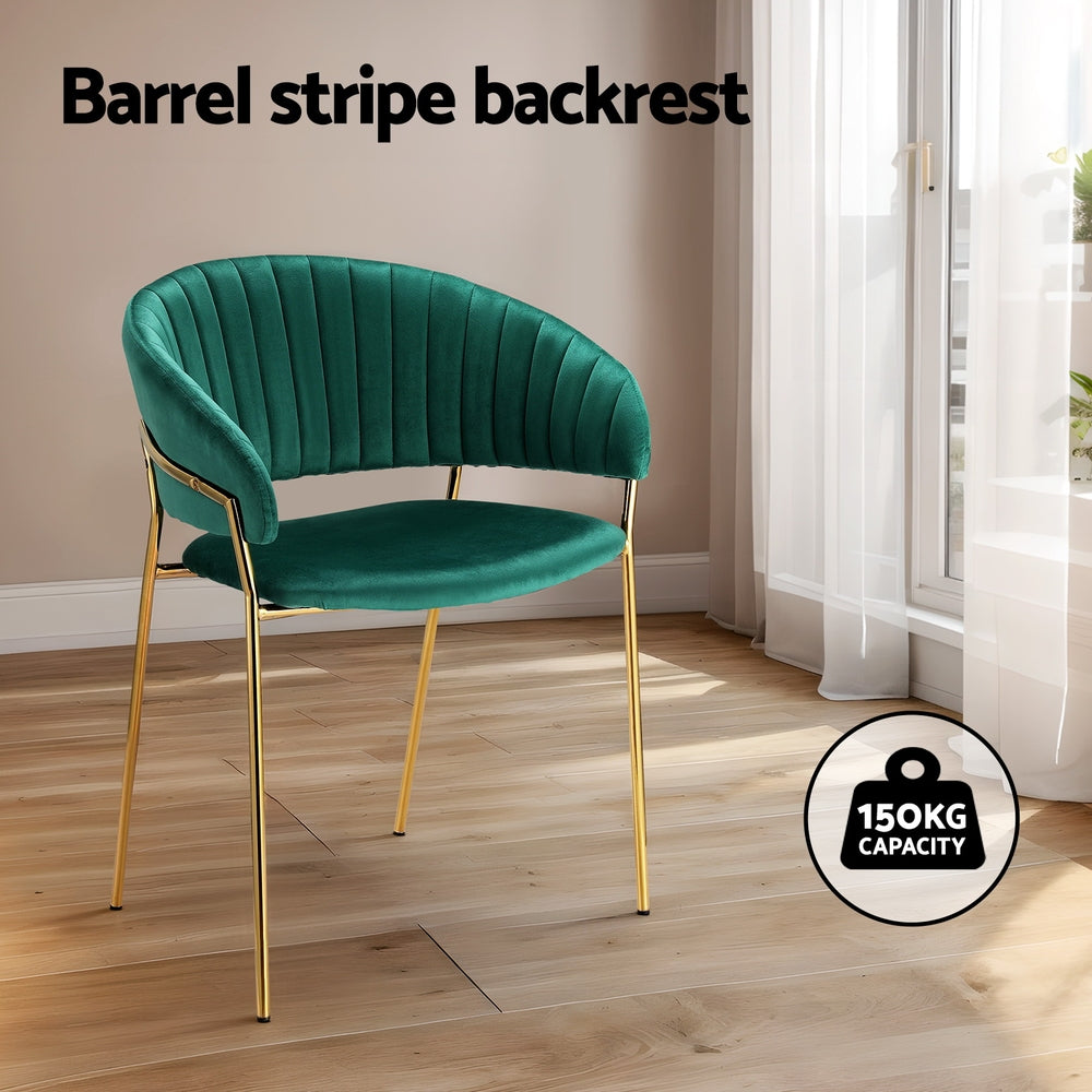 Artiss Dining Chairs Set of 4 Velvet Hollow Armchair Green DINING-B-C04-VEL-GNX4