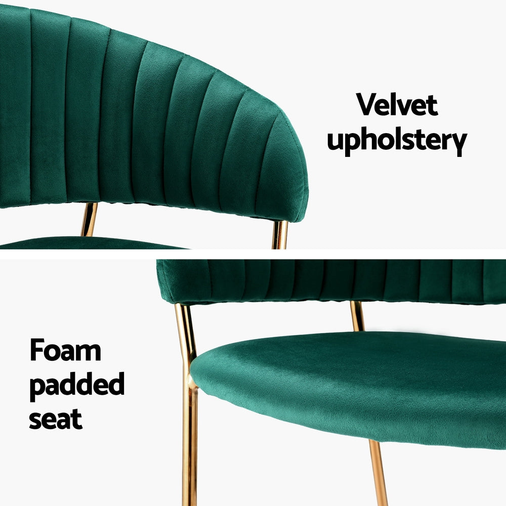 Artiss Dining Chairs Set of 4 Velvet Hollow Armchair Green DINING-B-C04-VEL-GNX4