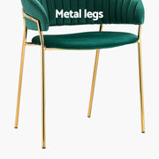Artiss Dining Chairs Set of 4 Velvet Hollow Armchair Green DINING-B-C04-VEL-GNX4