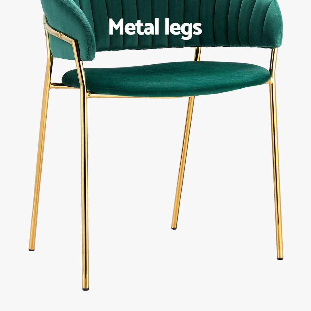 Artiss Dining Chairs Set of 4 Velvet Hollow Armchair Green DINING-B-C04-VEL-GNX4