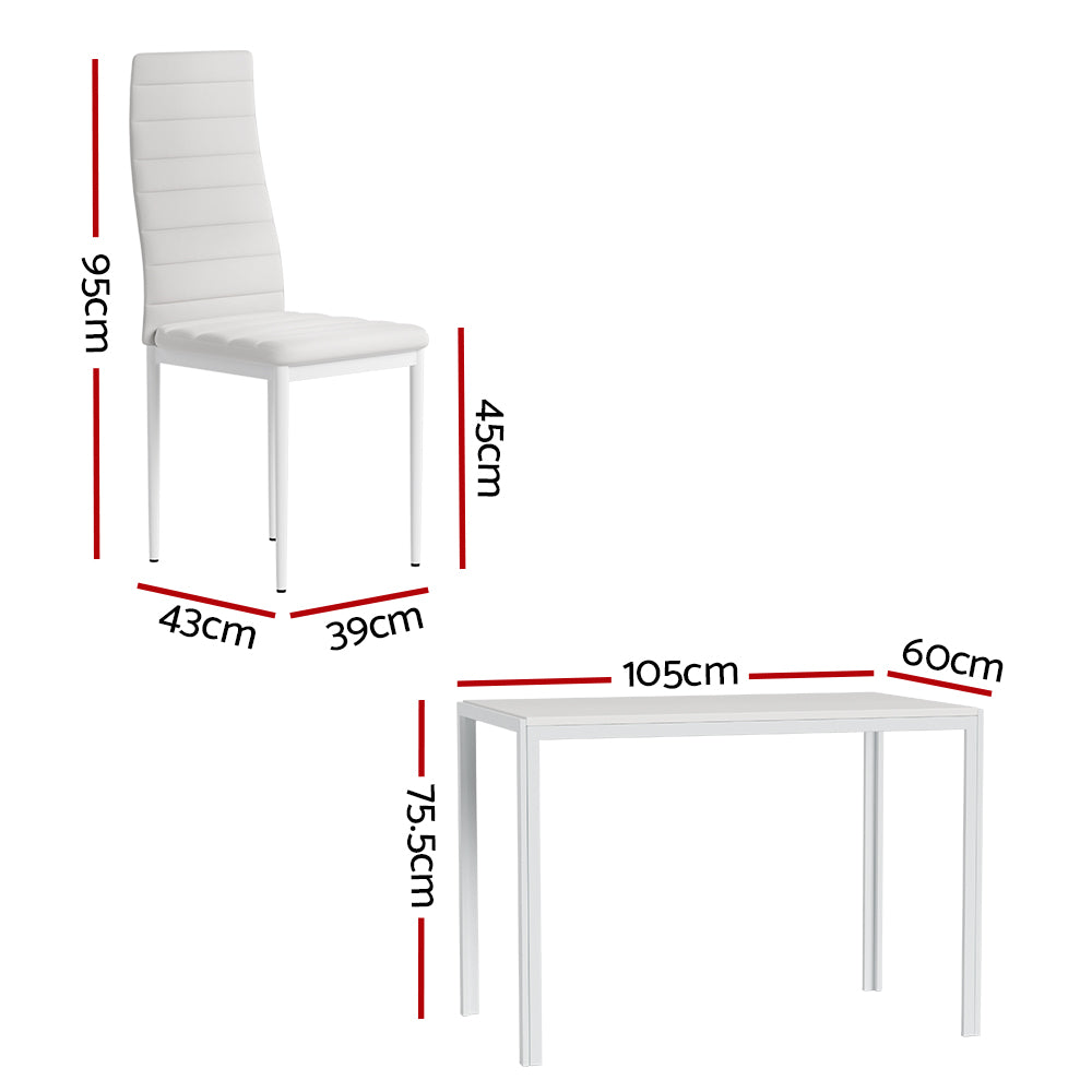 Artiss Dining Chairs and Table Dining Set 4 Chair Set Of 5 White DINING-B-M-T105-WH-AB