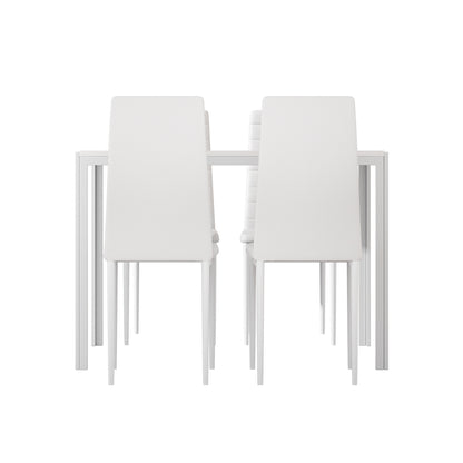 Artiss Dining Chairs and Table Dining Set 4 Chair Set Of 5 White DINING-B-M-T105-WH-AB