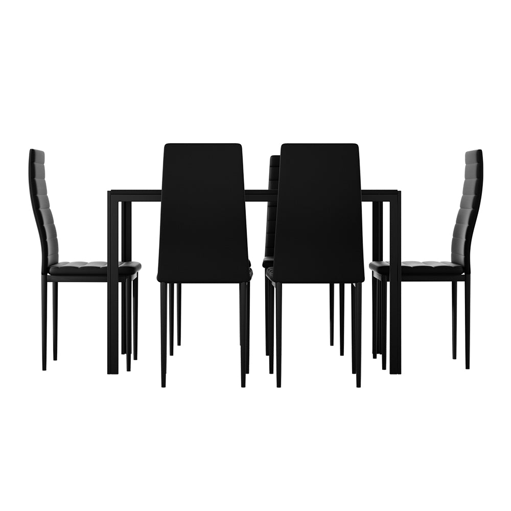 Artiss Dining Chairs and Table Dining Set 6 Chair Set Of 7 Black DINING-B-M-T120-BK-ABC