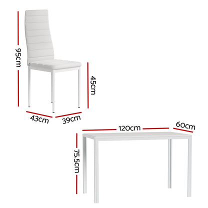 Artiss Dining Chairs and Table Dining Set 6 Chair Set Of 7 White DINING-B-M-T120-WH-ABC