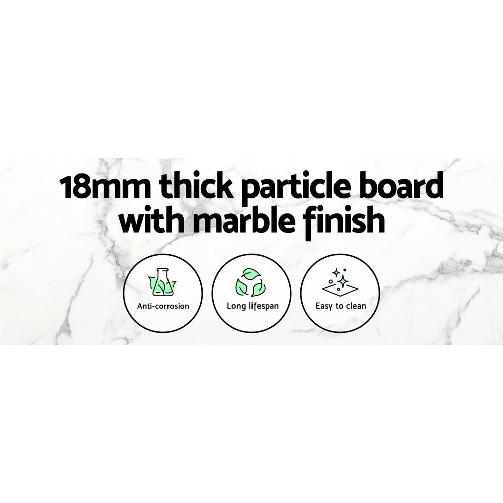 Artiss Dining Table Round Marble Effect 110CM DINING-B-MAR11075-GY-AB