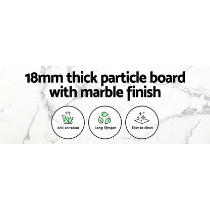 Artiss Dining Table Round Marble Effect 110CM DINING-B-MAR11075-GY-AB