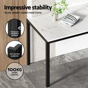 1 Artiss Dining Table and 4 Chairs Set Marble Effect DINING-B-SET-MAR120-AB