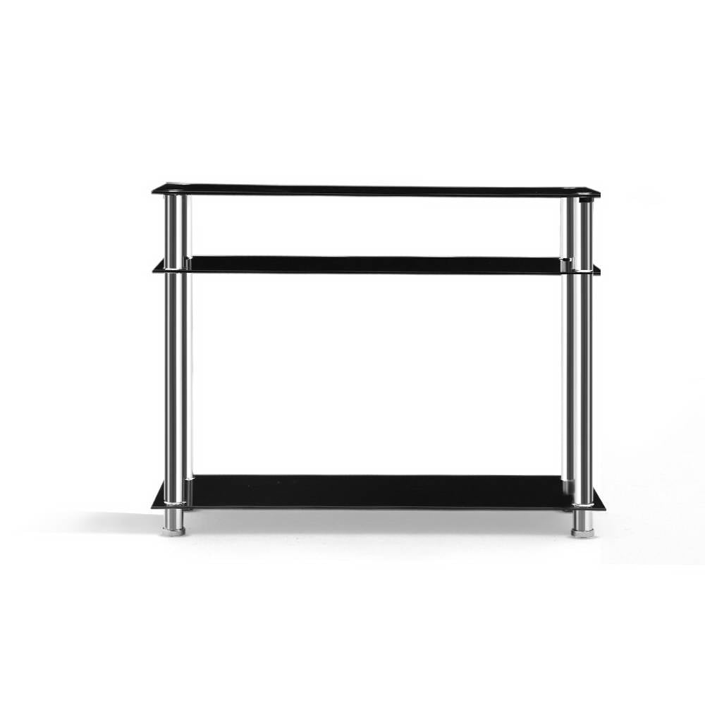Artiss Console Table Tempered Glass Black DINING-B-T05-BK